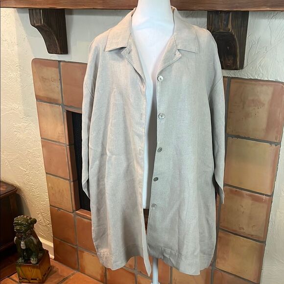 Bryn Walker Oversized Gordan Shirt, Tan, size L - Picture 1 of 10